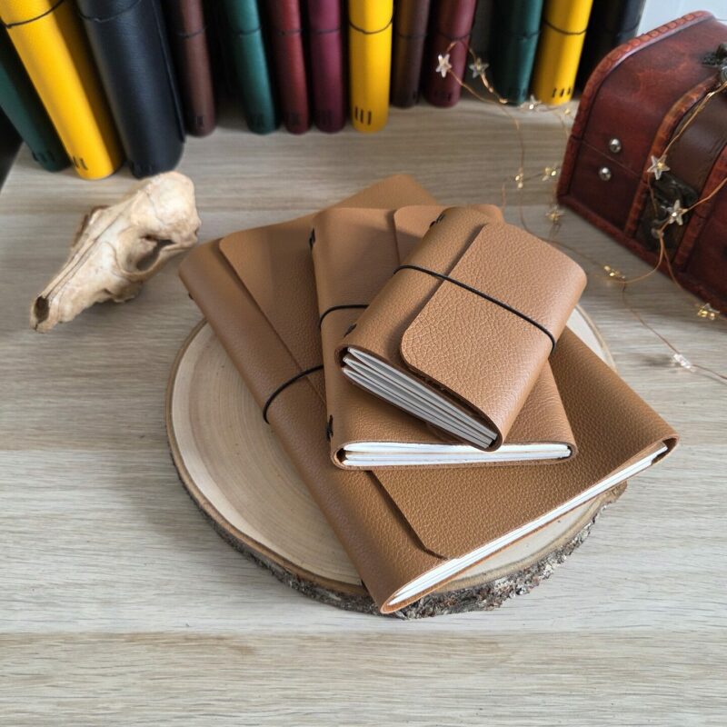 Journal rechargeable en cuir marron caramel